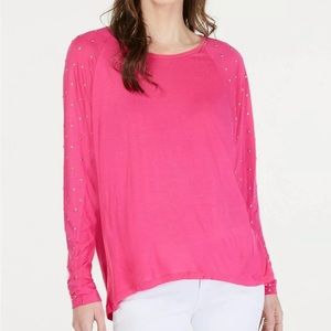 Michael Kors gold stud  pink long sleeve top